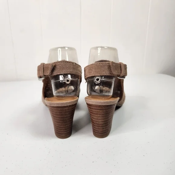 Franco Sarto Mandi 2 Beige Suede Leather Open Toe Heel Slingback Shoes Size 7.5 - Picture 7 of 11